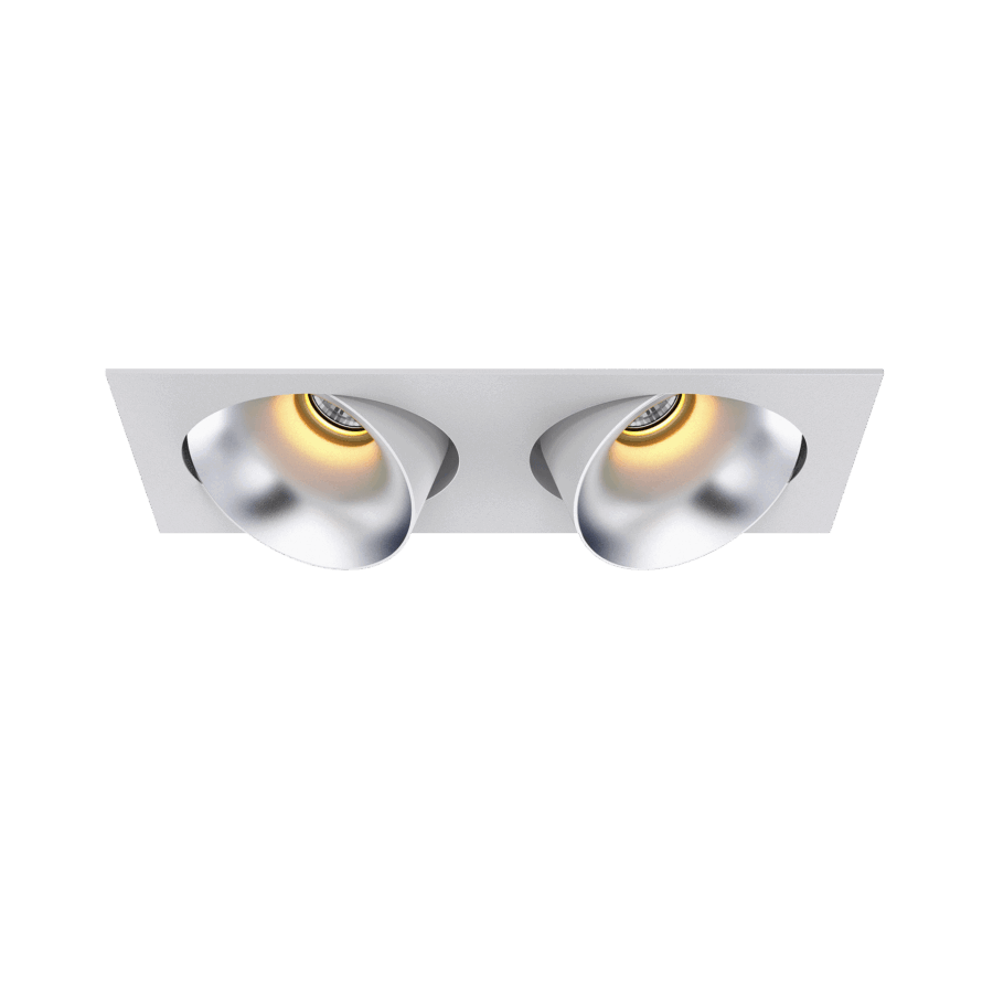 Black version of the Dea Ceres M duo with silver reflector, an adjustable recessed luminaire designed by Karizma Luce.