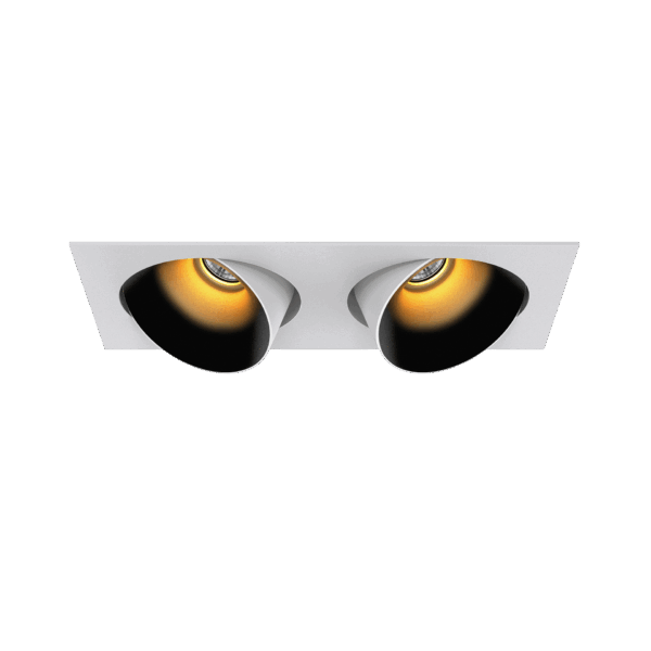 Black version of the Dea Ceres M duo with black gloss reflector, an adjustable recessed luminaire designed by Karizma Luce.