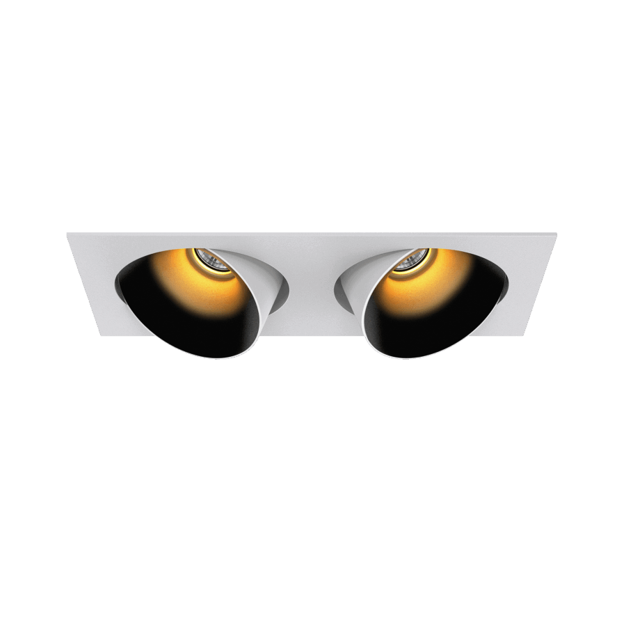 Black version of the Dea Ceres M duo with black gloss reflector, an adjustable recessed luminaire designed by Karizma Luce.