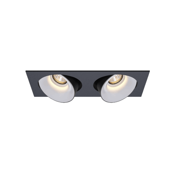 Black version of the Dea Ceres S duo with white reflector, an adjustable recessed luminaire designed by Karizma Luce.