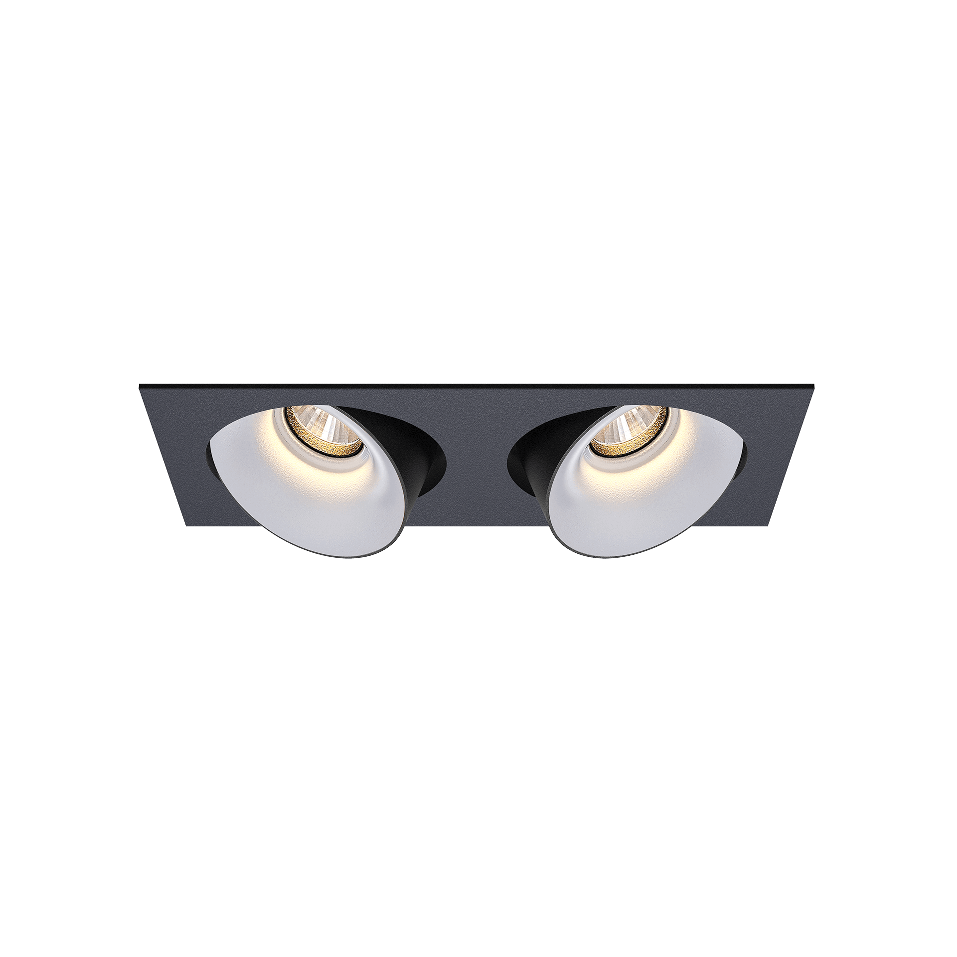 Black version of the Dea Ceres S duo with white reflector, an adjustable recessed luminaire designed by Karizma Luce.