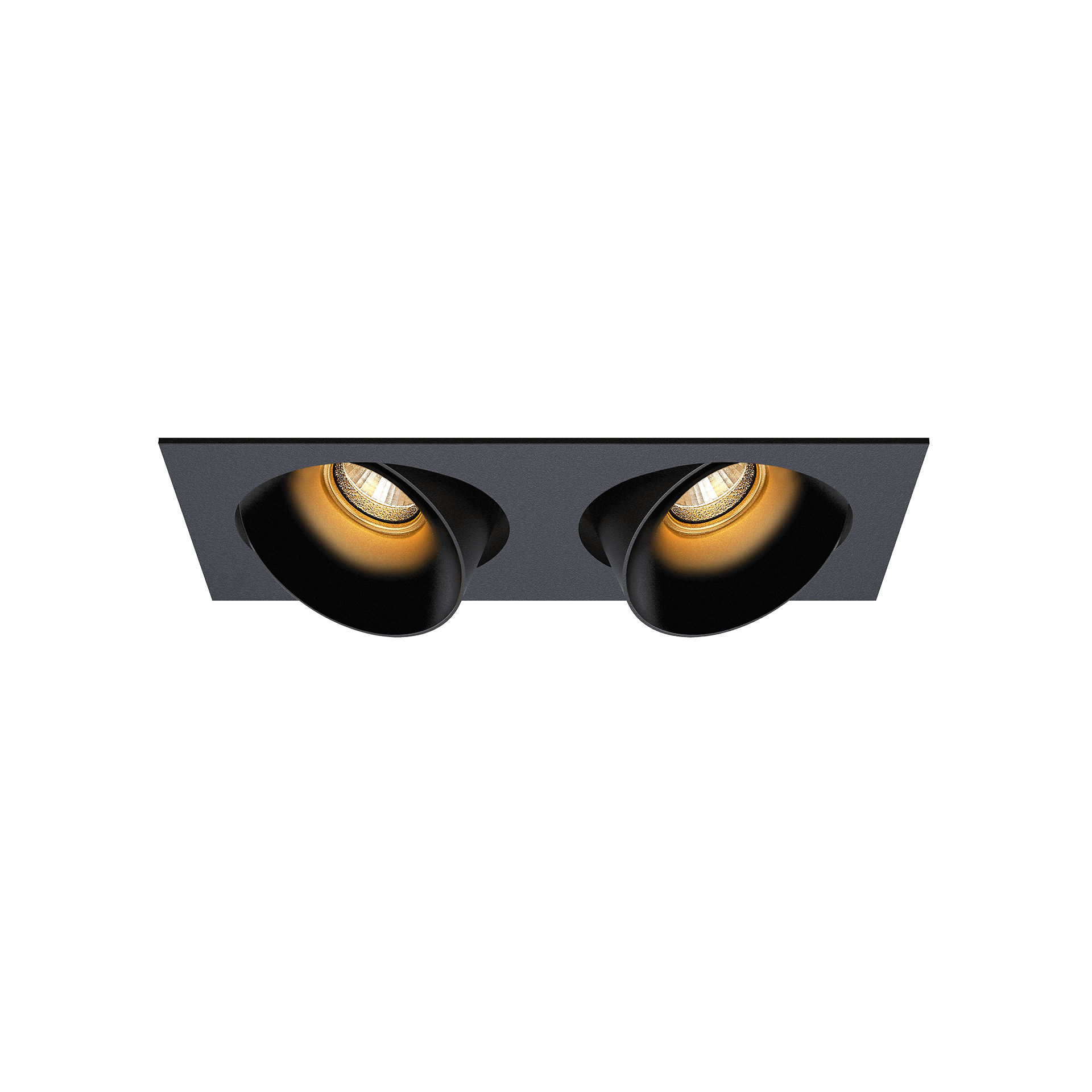 Black version of the Dea Ceres S duo with black gloss reflector, an adjustable recessed luminaire designed by Karizma Luce.