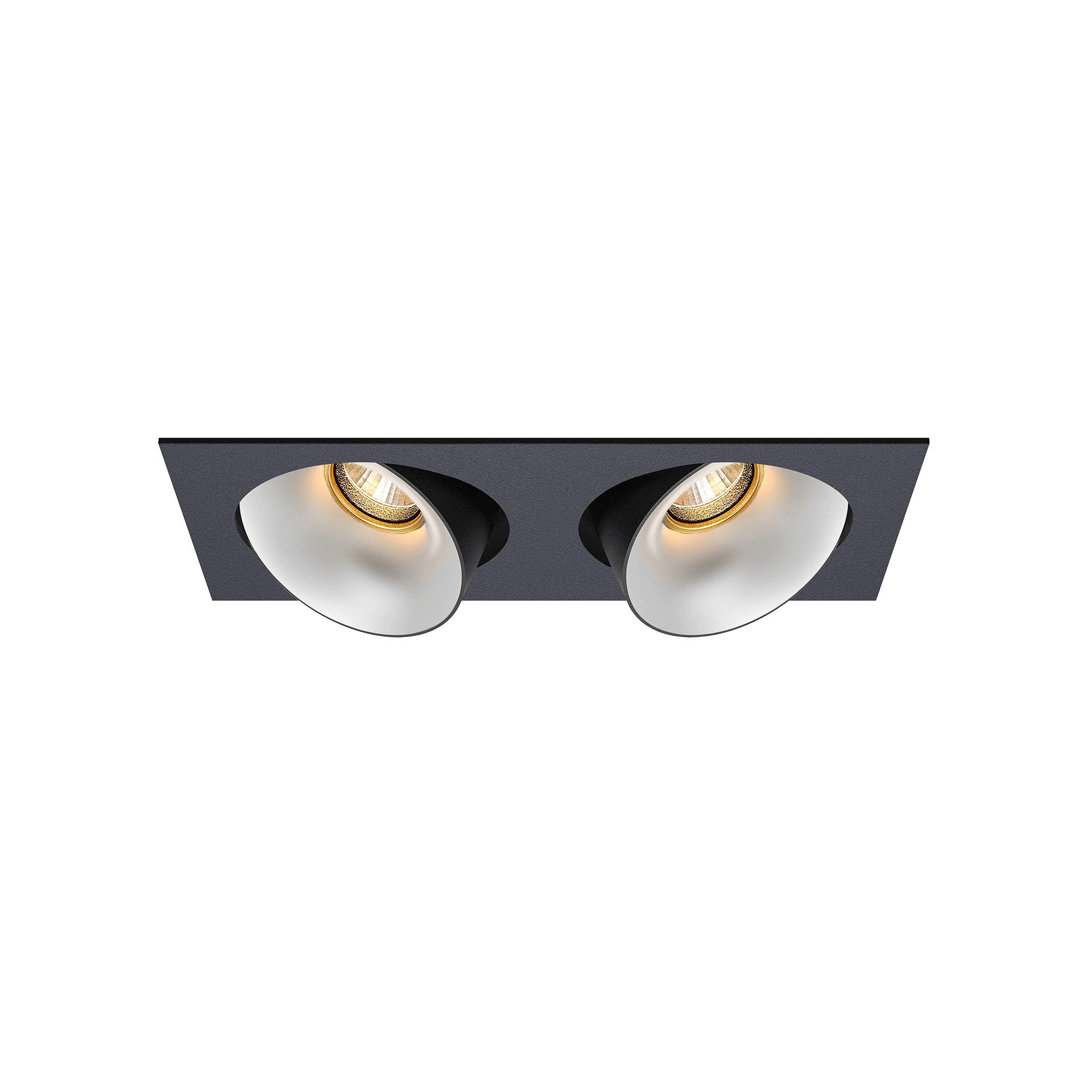 Black version of the Dea Ceres S duo with chrome reflector, an adjustable recessed luminaire designed by Karizma Luce.