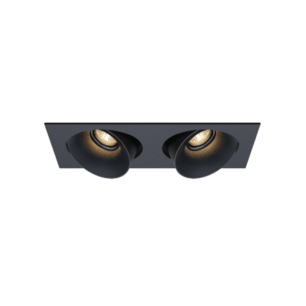 Black version of the Dea Ceres S duo with black matt reflector, an adjustable recessed luminaire designed by Karizma Luce.