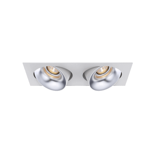 White version of the Dea Ceres S duo with silver reflector, an adjustable recessed luminaire designed by Karizma Luce.