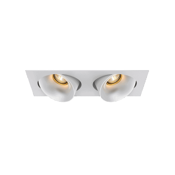 White version of the Dea Ceres S duo with chrome reflector, an adjustable recessed luminaire designed by Karizma Luce.