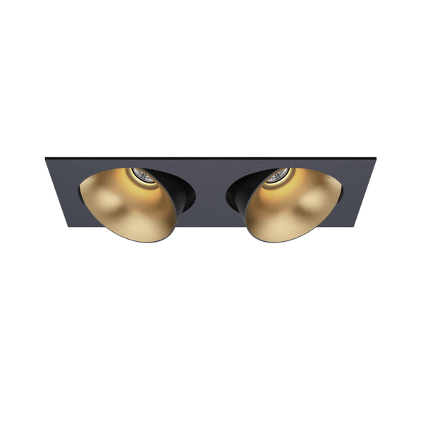 Black version of theDea Ceres S duo with golden reflector, an adjustable recessed luminaire designed by Karizma Luce.