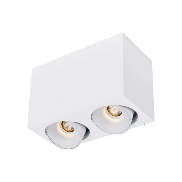 White version of the Dea Fauna S duo with white reflector, a square surface-mounted luminaire designed by Karizma Luce.