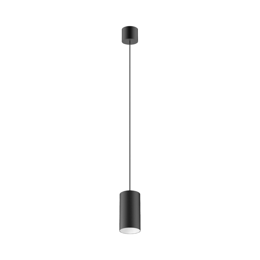 Black version of the Dea Vesta M PE with white reflector, a pendant luminaire designed by Karizma Luce.