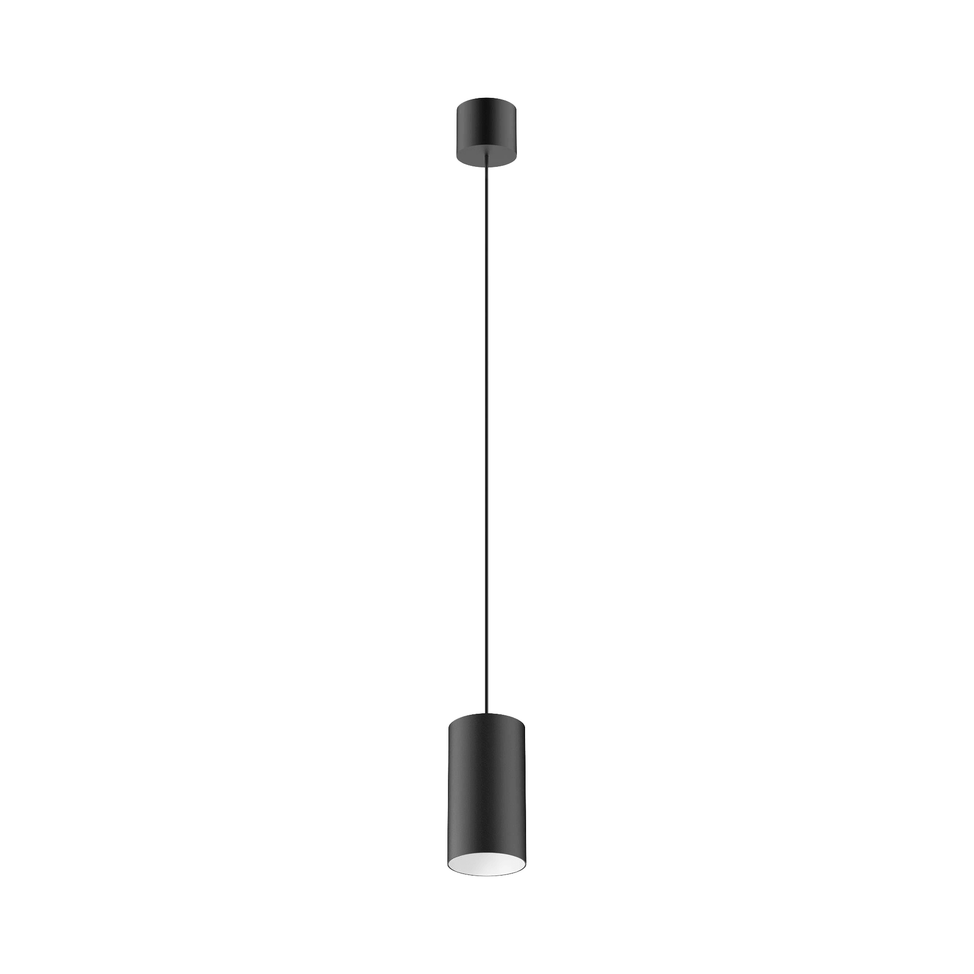 Black version of the Dea Vesta M PE with white reflector, a pendant luminaire designed by Karizma Luce.