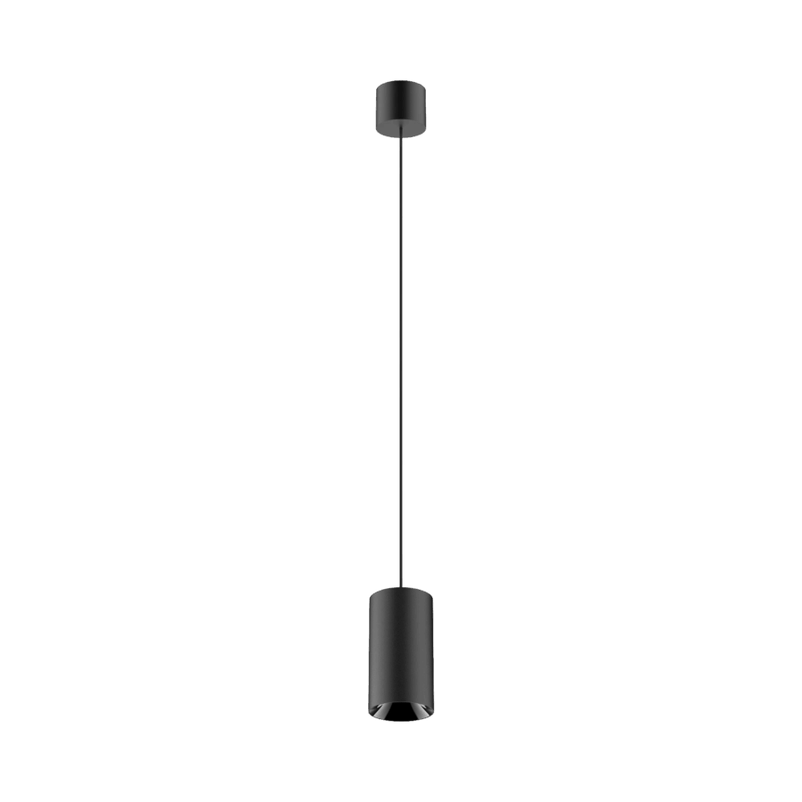 Black version of the Dea Vesta M PE with black gloss reflector, a pendant luminaire designed by Karizma Luce.