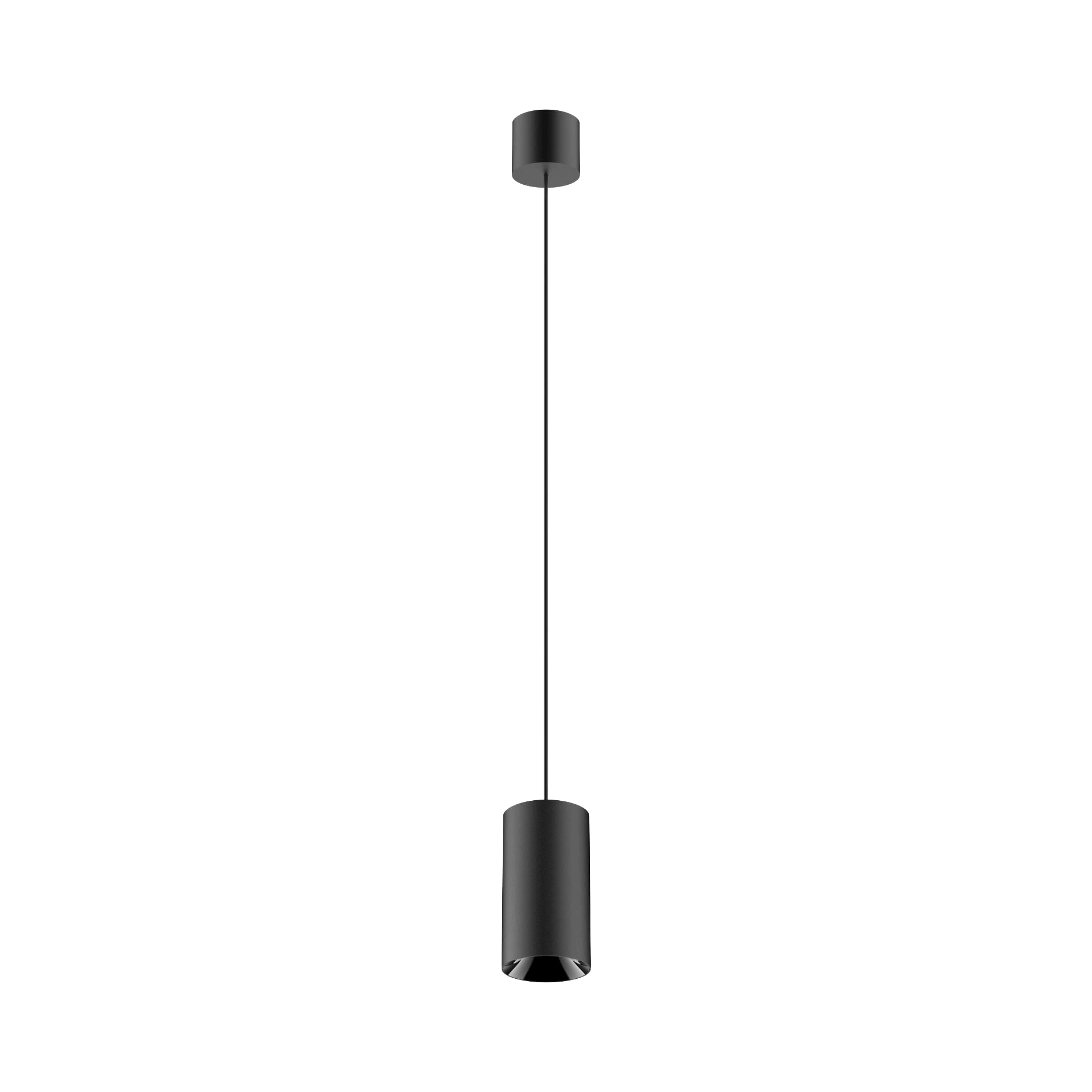 Black version of the Dea Vesta M PE with black gloss reflector, a pendant luminaire designed by Karizma Luce.