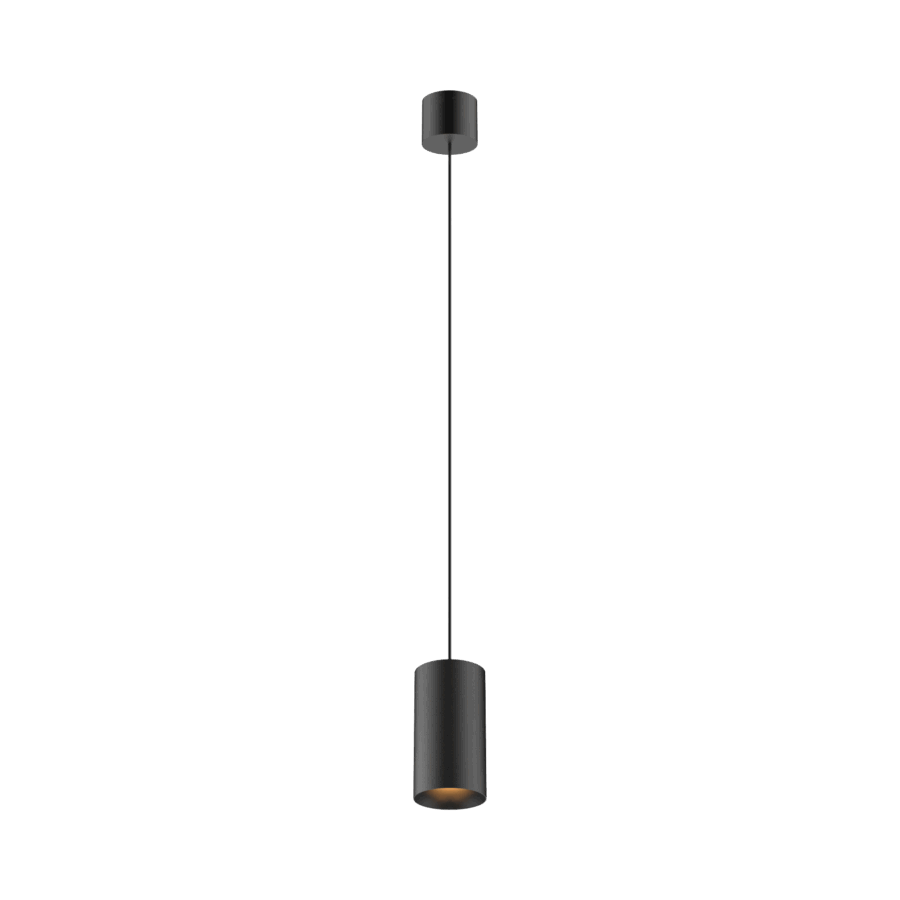 Black version of the Dea Vesta M PE with black matt reflector, a pendant luminaire designed by Karizma Luce.