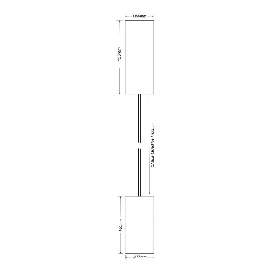 Drawing Dea Vesta M PE Technical drawing of the Dea Vesta M PE, a pendant luminaire, illustrating detailed dimensions and design specifications.