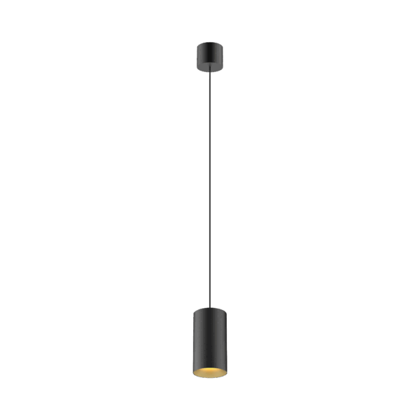 Black version of the Dea Vesta M PE with chrome reflector, a pendant luminaire designed by Karizma Luce.