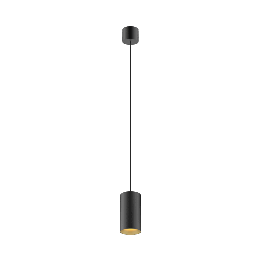 Black version of the Dea Vesta M PE with chrome reflector, a pendant luminaire designed by Karizma Luce.