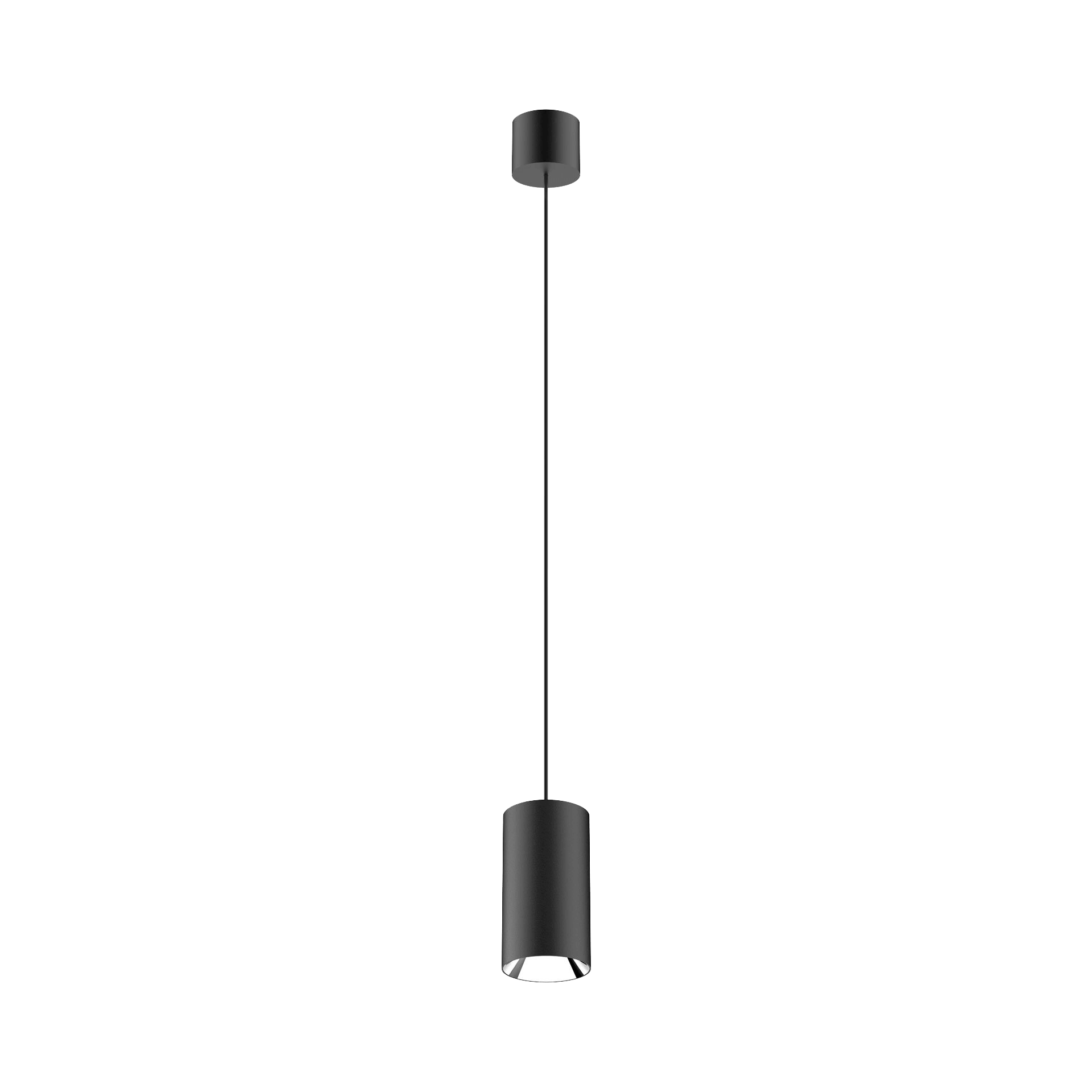 Black version of the Dea Vesta M PE with silver reflector, a pendant luminaire designed by Karizma Luce.