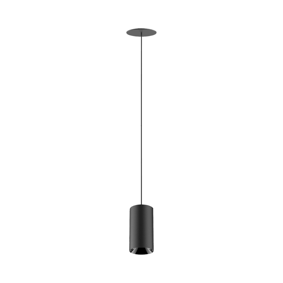 Black version of the Dea Vesta M PE-in with black gloss reflector, a pendant luminaire designed by Karizma Luce.