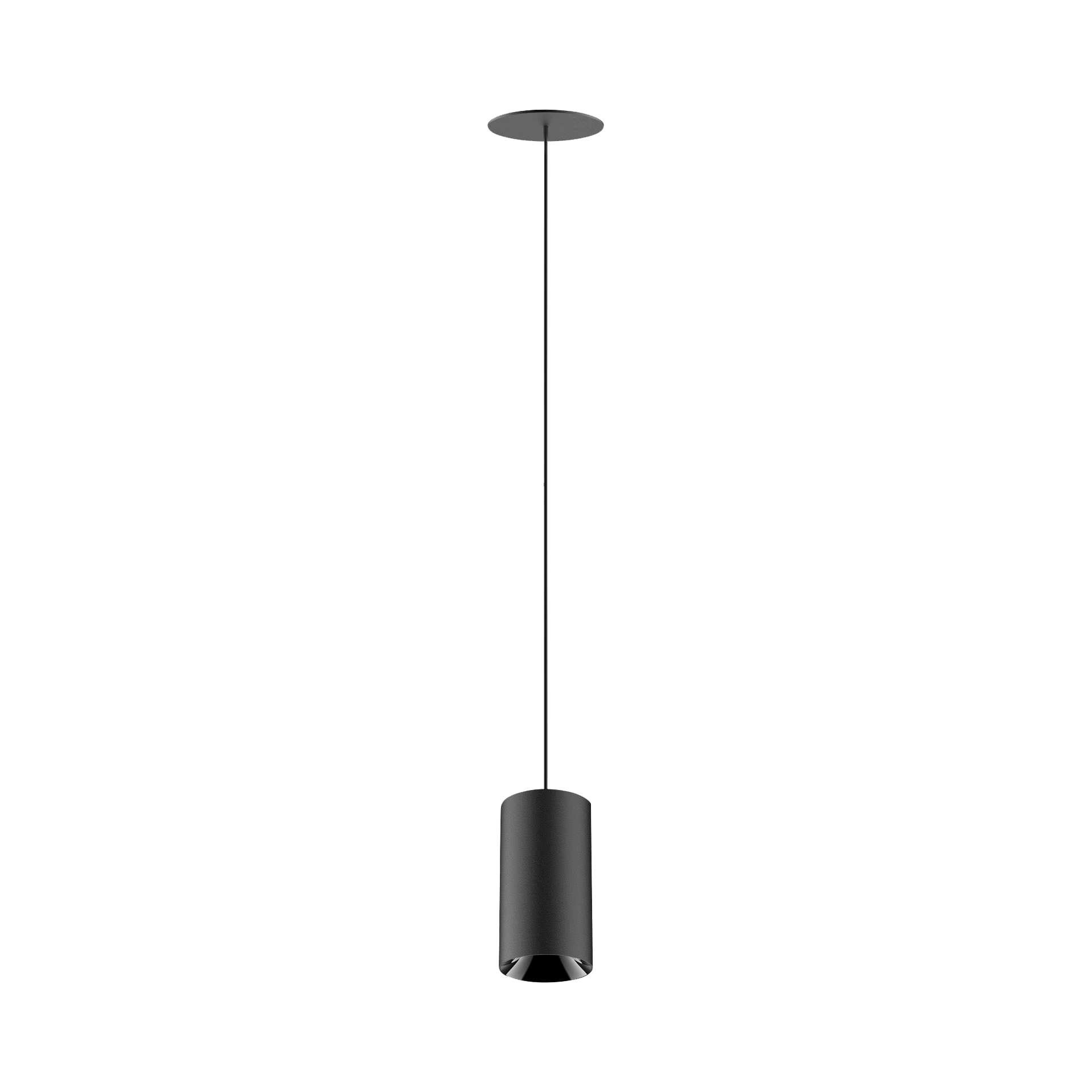 Black version of the Dea Vesta M PE-in with black gloss reflector, a pendant luminaire designed by Karizma Luce.
