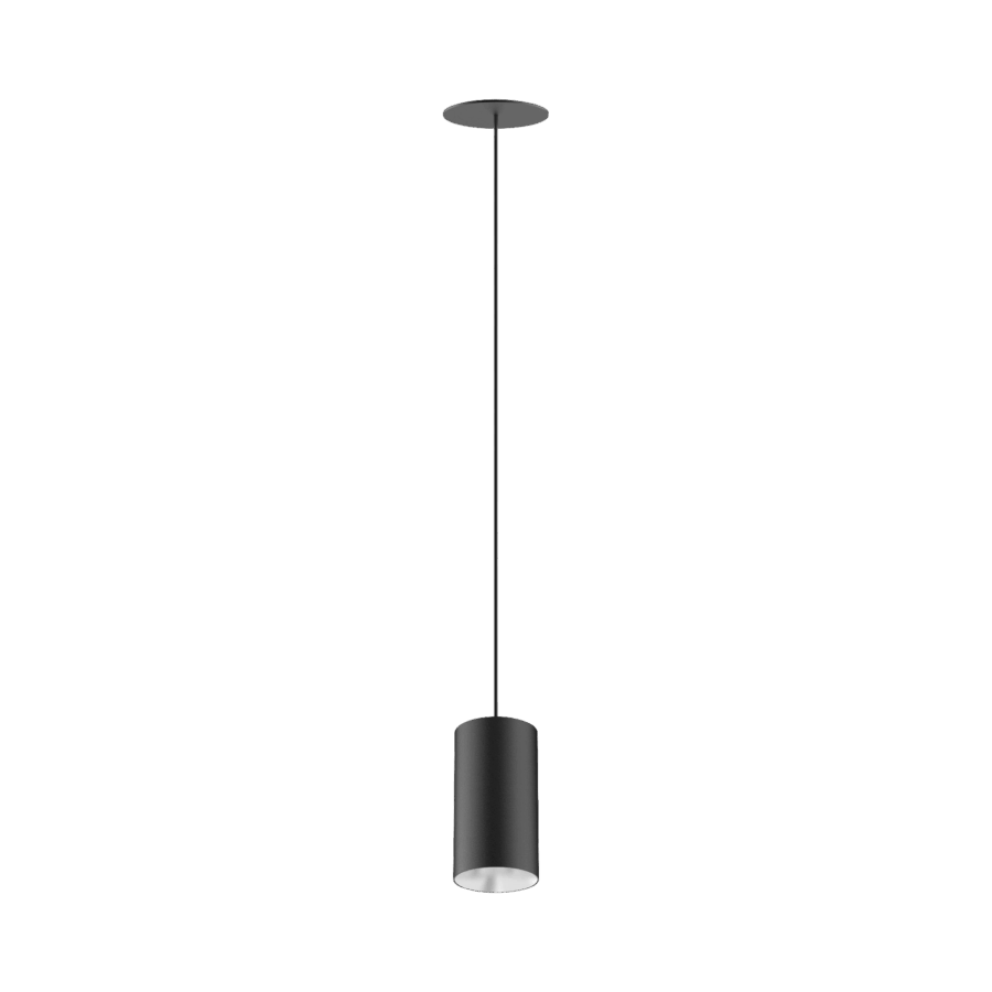 Black version of the Dea Vesta M PE-in with chrome reflector, a pendant luminaire designed by Karizma Luce.