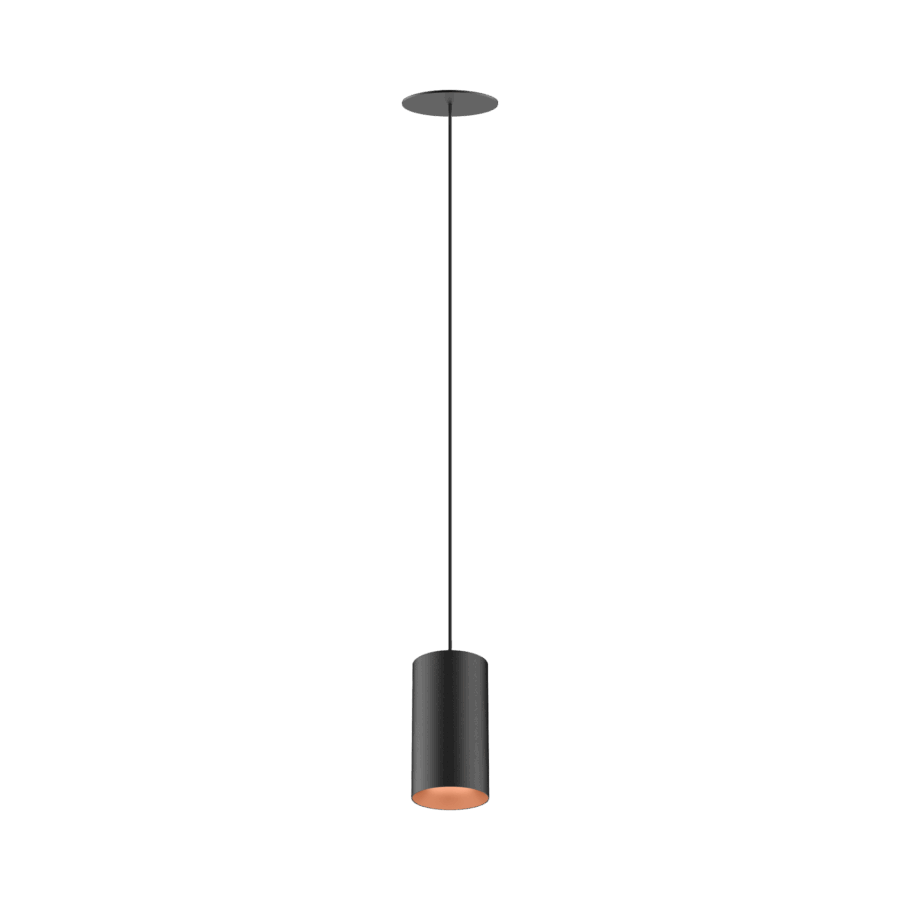 Black version of the Dea Vesta M PE-in with copper reflector, a pendant luminaire designed by Karizma Luce.