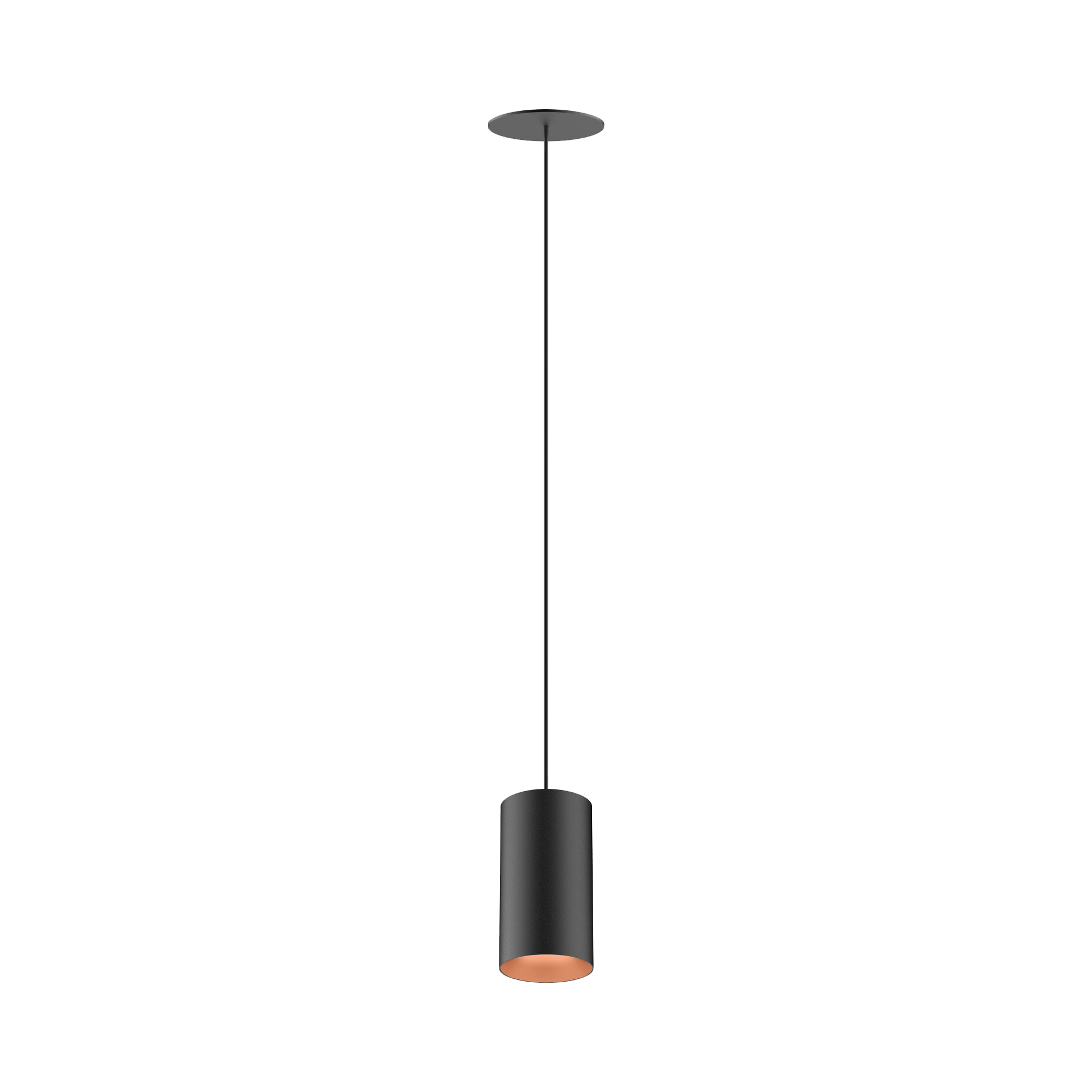 Black version of the Dea Vesta M PE-in with copper reflector, a pendant luminaire designed by Karizma Luce.