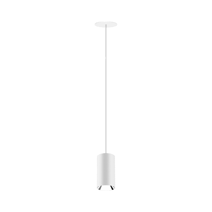 White version of the Dea Vesta M PE-in with silver reflector, a pendant luminaire designed by Karizma Luce.
