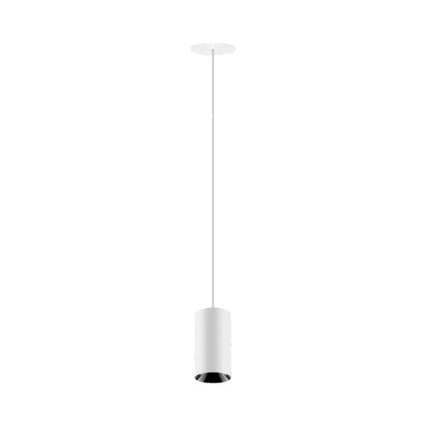 White version of the Dea Vesta M PE-in with black gloss reflector, a pendant luminaire designed by Karizma Luce.