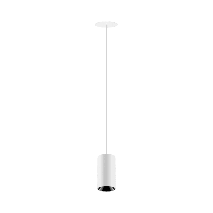 White version of the Dea Vesta M PE-in with black gloss reflector, a pendant luminaire designed by Karizma Luce.