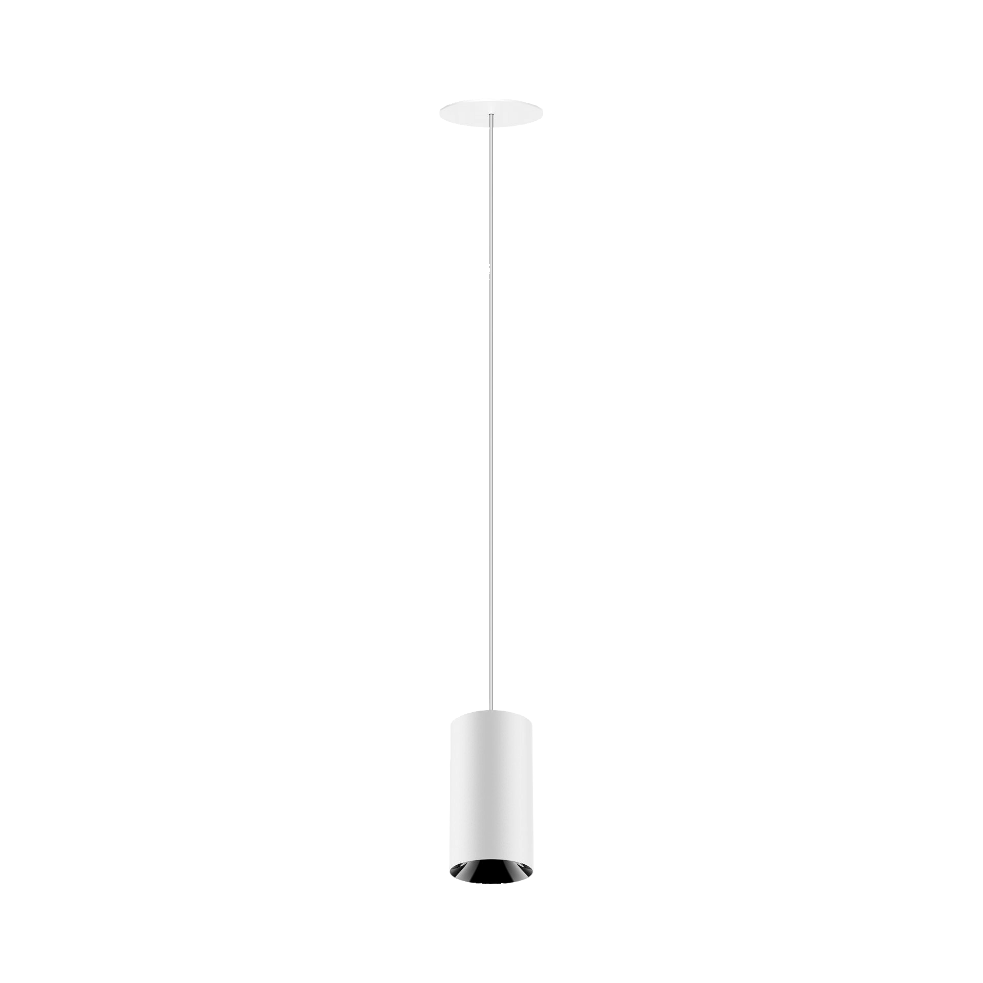 White version of the Dea Vesta M PE-in with black gloss reflector, a pendant luminaire designed by Karizma Luce.
