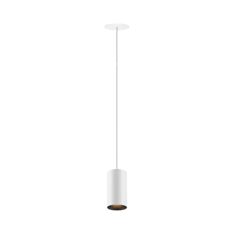 White version of the Dea Vesta M PE-in with black matt reflector, a pendant luminaire designed by Karizma Luce.