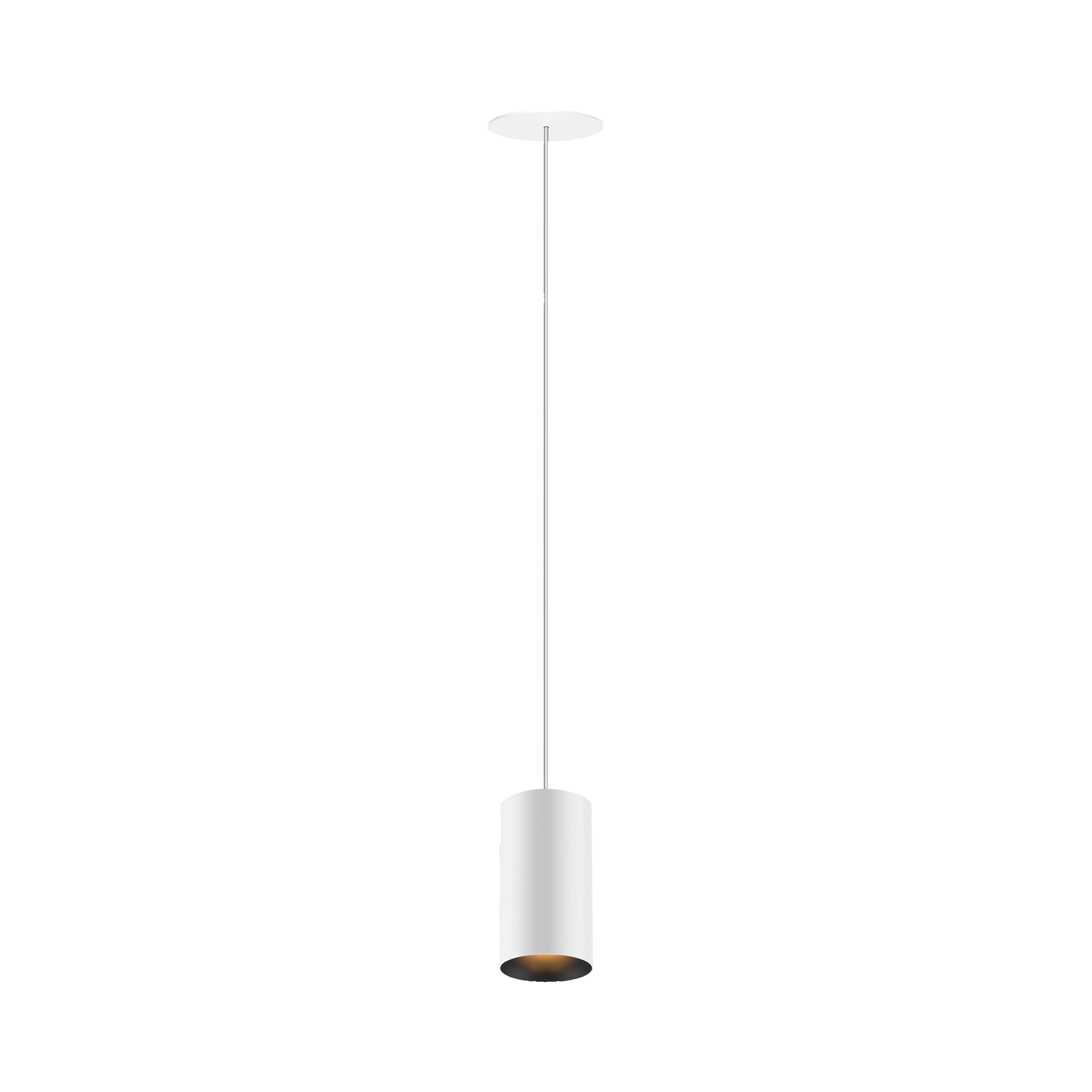 White version of the Dea Vesta M PE-in with black matt reflector, a pendant luminaire designed by Karizma Luce.