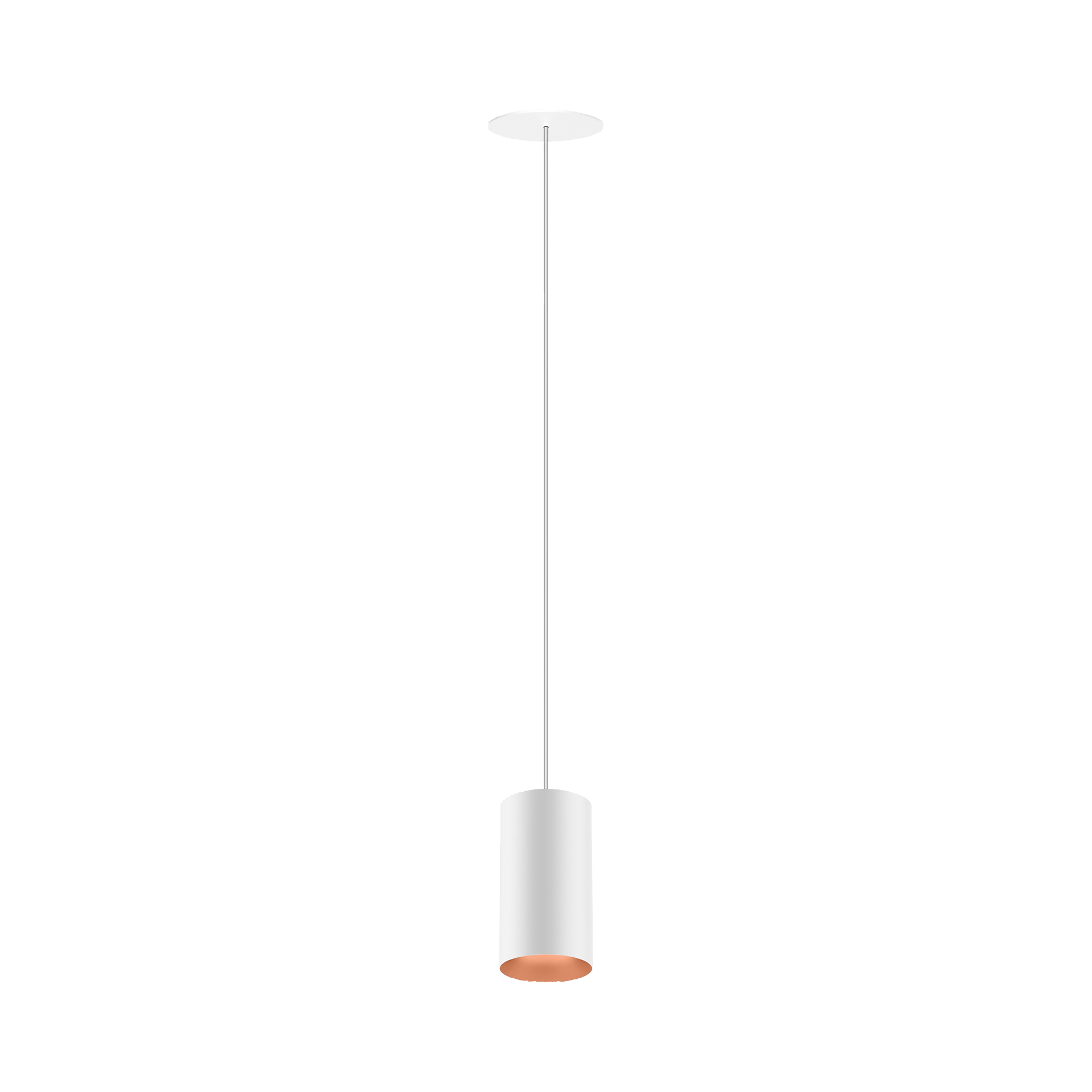 White version of the Dea Vesta M PE-in with copper reflector, a pendant luminaire designed by Karizma Luce.