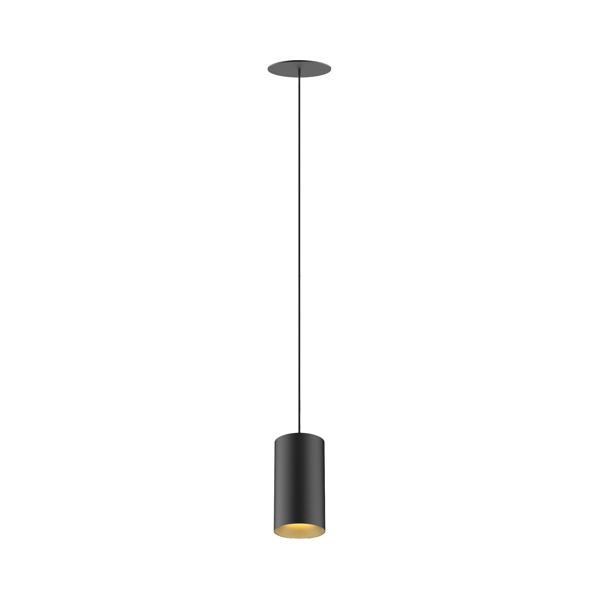 Black version of the Dea Vesta M PE-in with golden reflector, a pendant luminaire designed by Karizma Luce.
