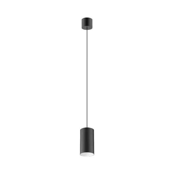 Black version of the Dea Vesta S PE with white reflector, a pendant luminaire designed by Karizma Luce.