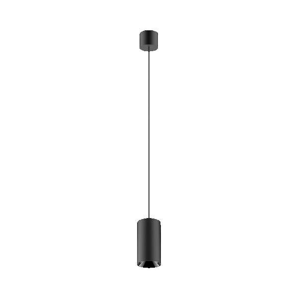 Black version of the Dea Vesta S PE with black gloss reflector, a pendant luminaire designed by Karizma Luce.