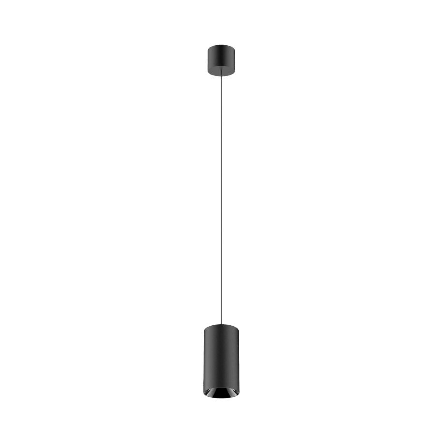 Black version of the Dea Vesta S PE with black gloss reflector, a pendant luminaire designed by Karizma Luce.