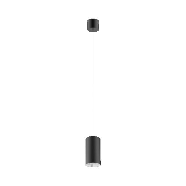 Black version of the Dea Vesta S PE with chrome reflector, a pendant luminaire designed by Karizma Luce.