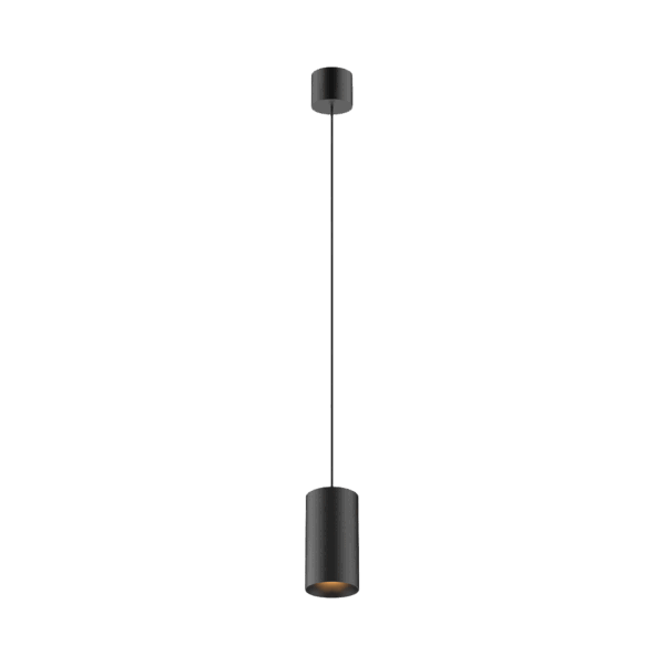Black version of the Dea Vesta S PE with black matt reflector, a pendant luminaire designed by Karizma Luce.