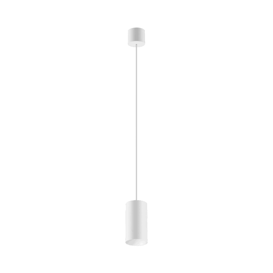 White version of the Dea Vesta S PE with white reflector, a pendant luminaire designed by Karizma Luce.