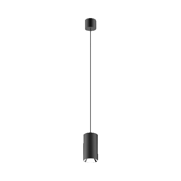 Black version of the Dea Vesta S PE with silver reflector, a pendant luminaire designed by Karizma Luce.