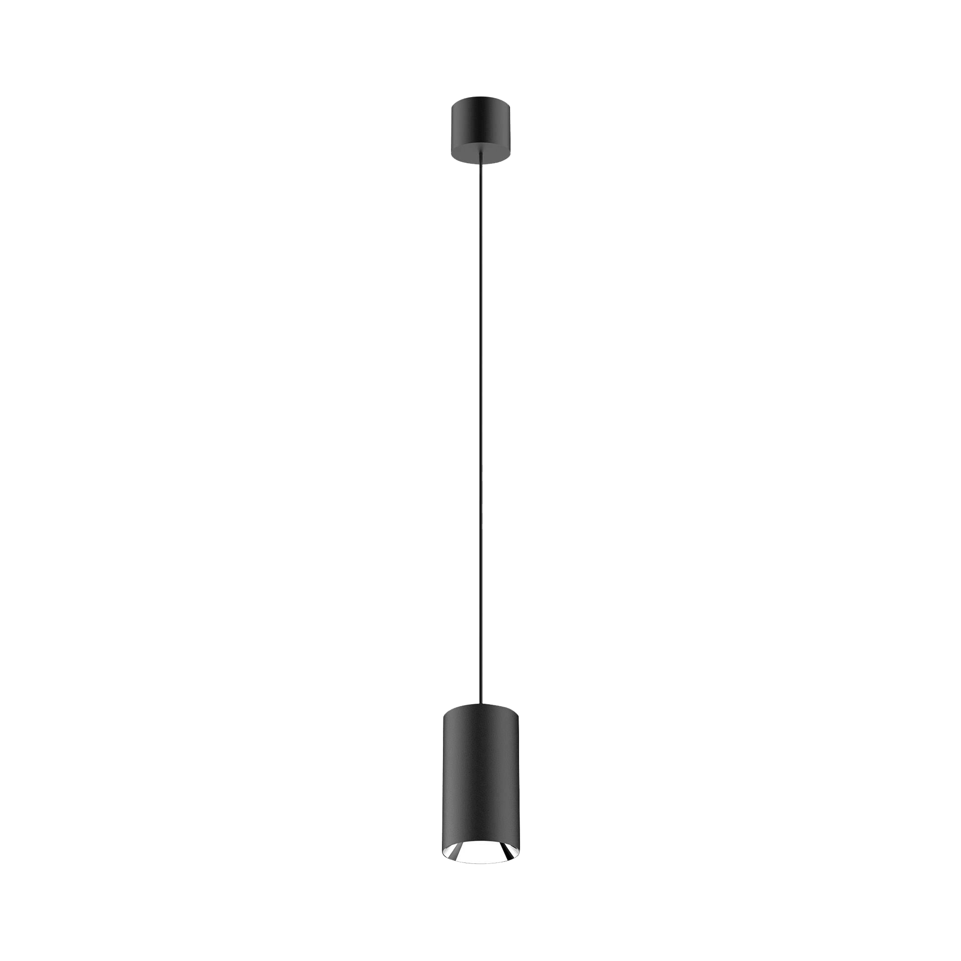 Black version of the Dea Vesta S PE with silver reflector, a pendant luminaire designed by Karizma Luce.