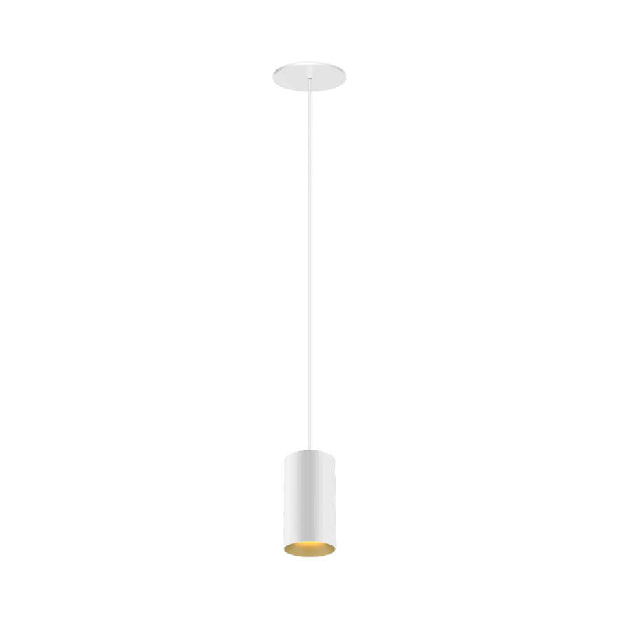 White version of the Dea Vesta S PE-in with golden reflector, a pendant luminaire designed by Karizma Luce.