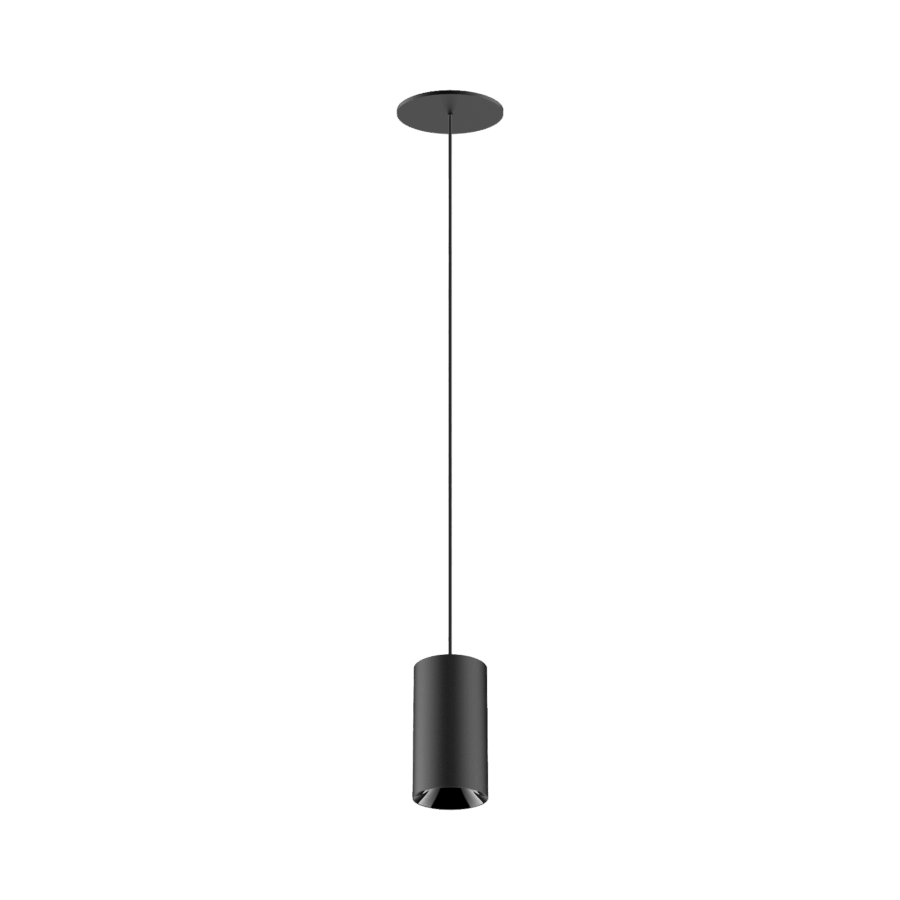 Black version of the Dea Vesta S PE-in with black gloss reflector, a pendant luminaire designed by Karizma Luce.