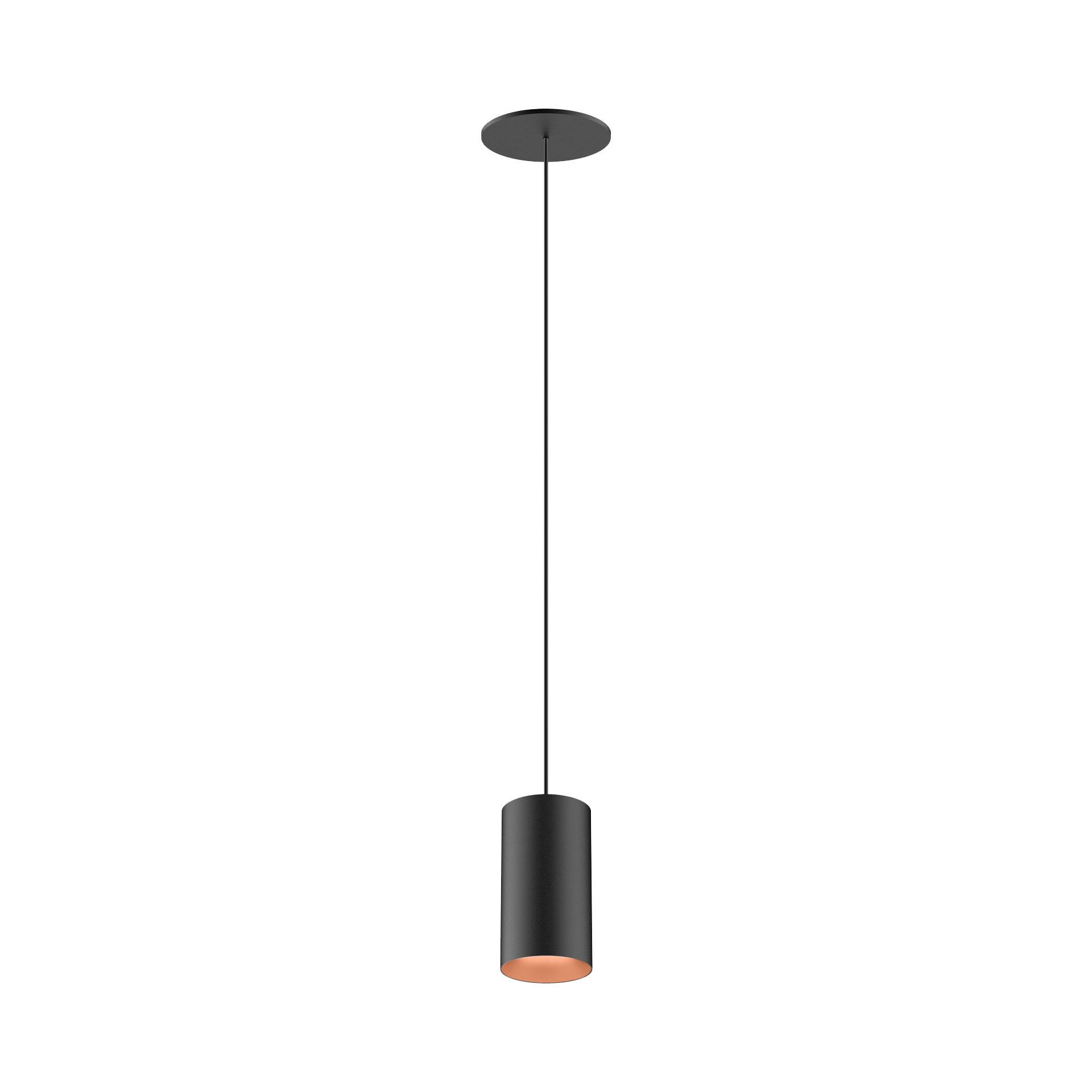 Black version of the Dea Vesta S PE-in with copper reflector, a pendant luminaire designed by Karizma Luce.