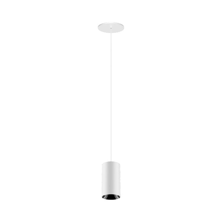 White version of the Dea Vesta S PE-in with black gloss reflector, a pendant luminaire designed by Karizma Luce.