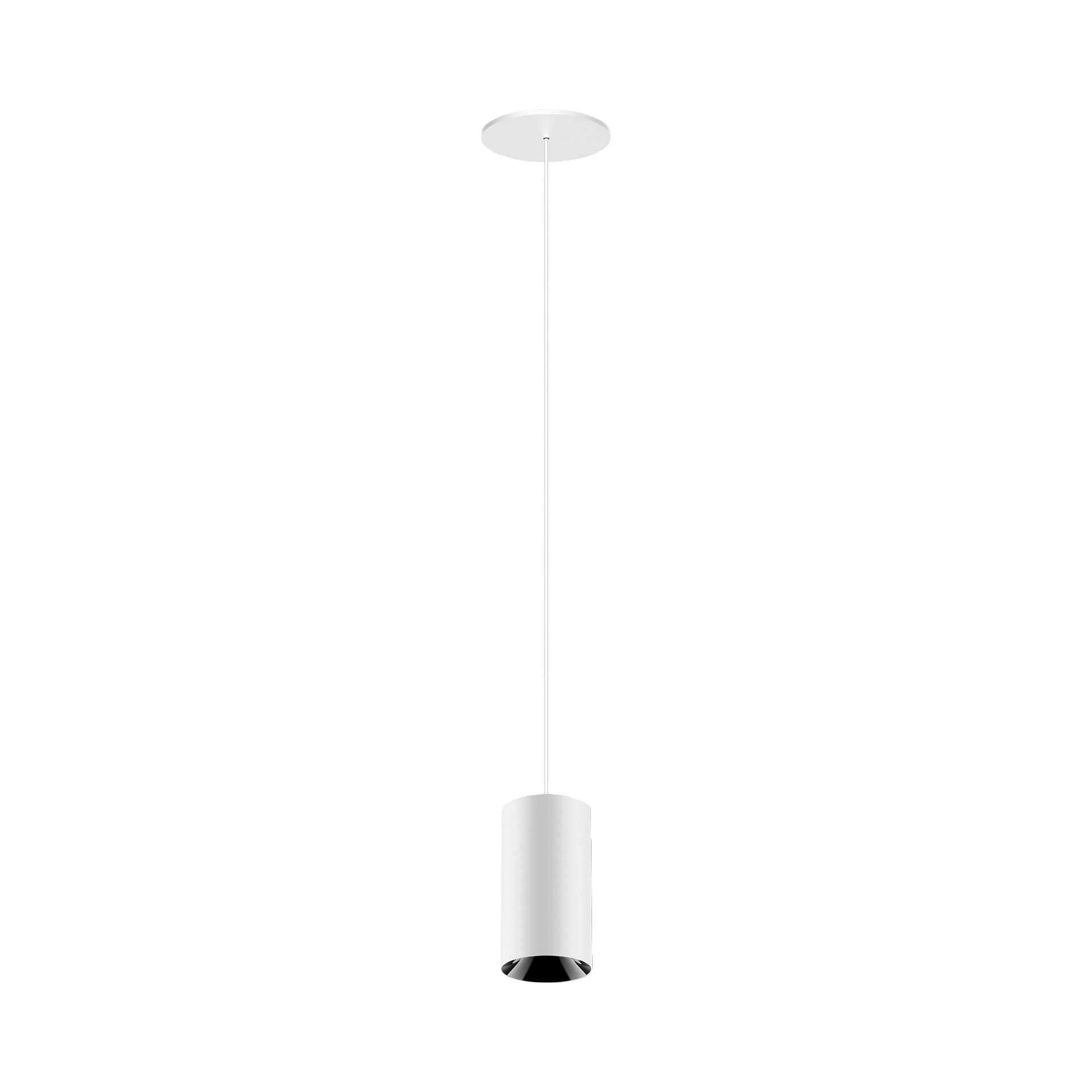 White version of the Dea Vesta S PE-in with black gloss reflector, a pendant luminaire designed by Karizma Luce.