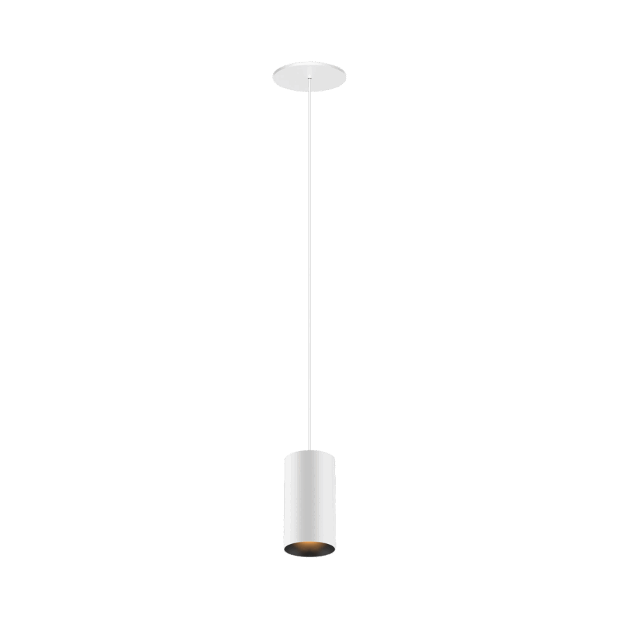 White version of the Dea Vesta S PE-in with black mattreflector, a pendant luminaire designed by Karizma Luce.