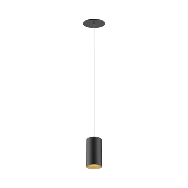 Black version of the Dea Vesta S PE-in with golden reflector, a pendant luminaire designed by Karizma Luce.
