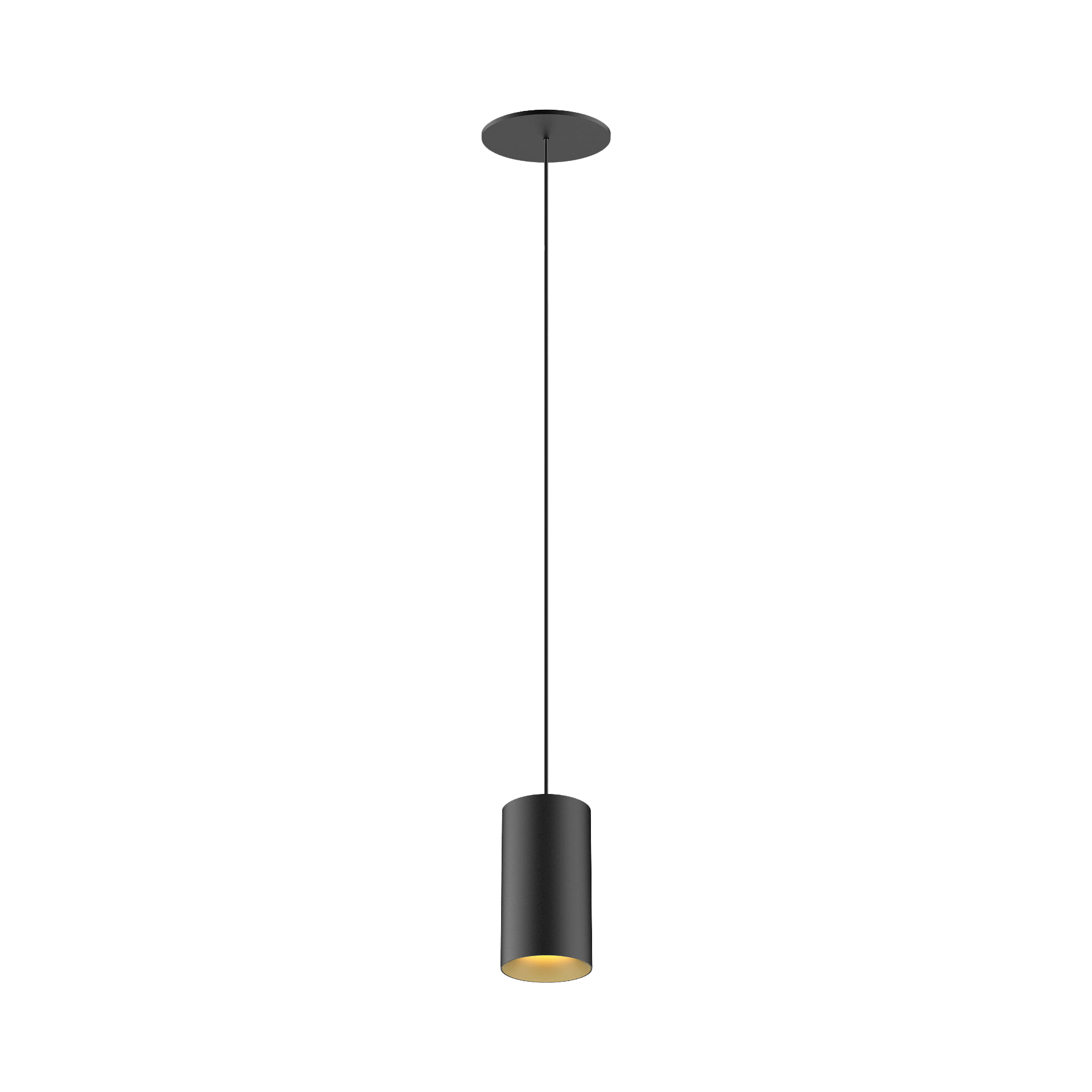 Black version of the Dea Vesta S PE-in with golden reflector, a pendant luminaire designed by Karizma Luce.